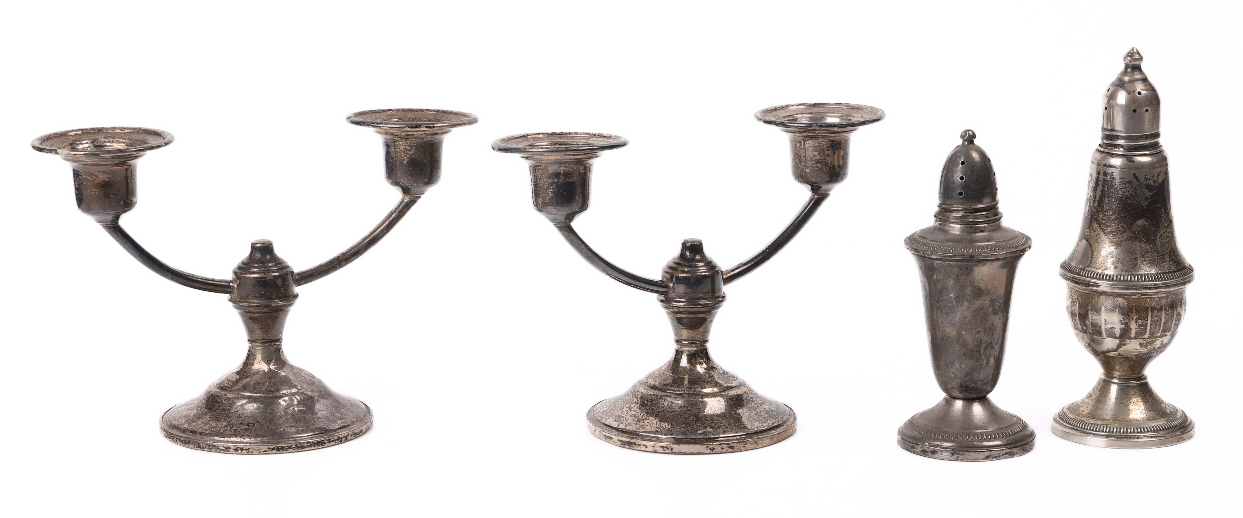 Sterling candelabras and shakers  30fea1