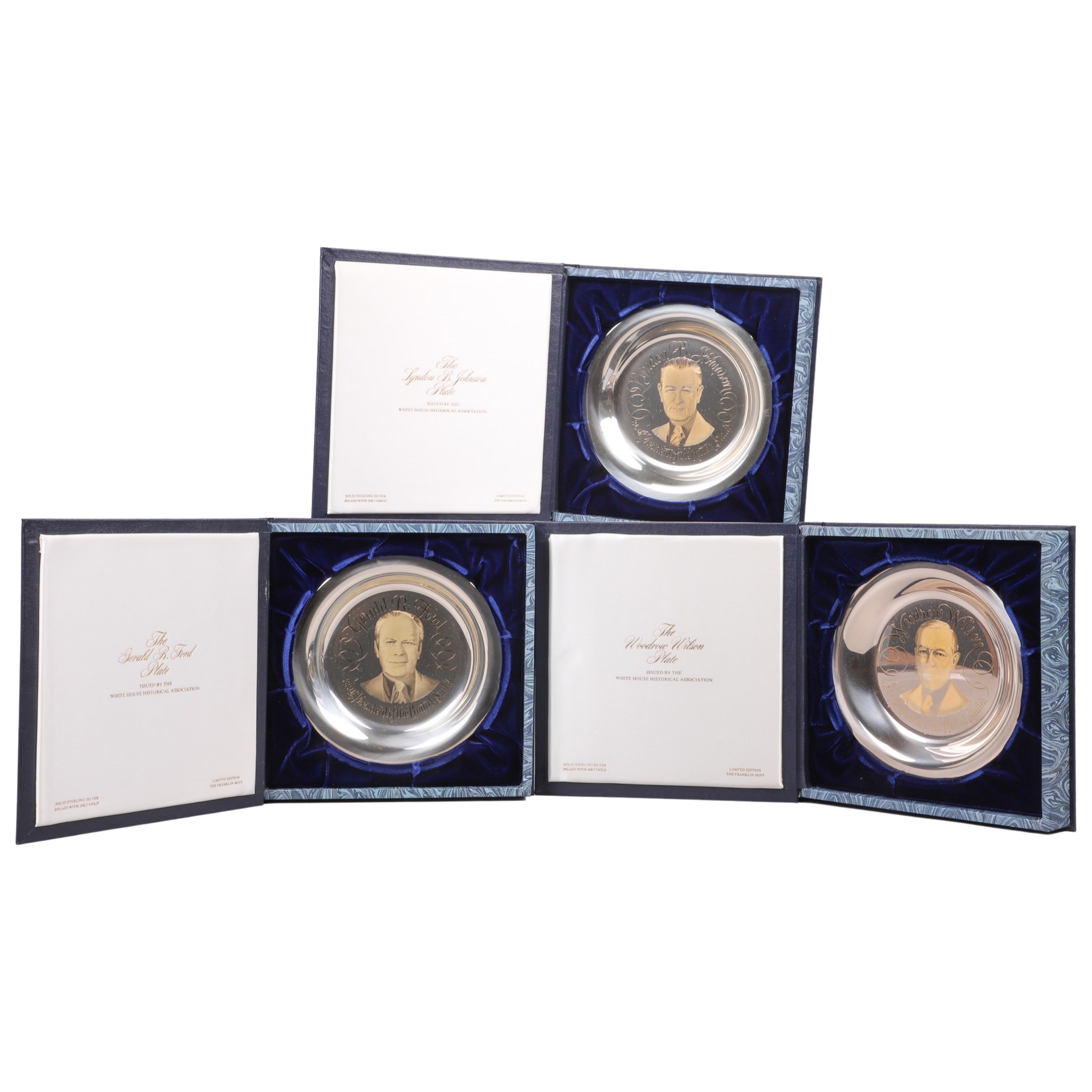 (3) Franklin Mint sterling etched plates