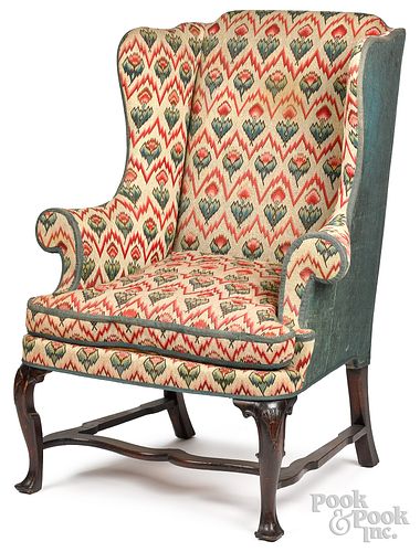 GEORGE II MAHOGANY WING CHAIR,