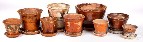 NINE MID ATLANTIC REDWARE FLOWERPOTS  30fef9