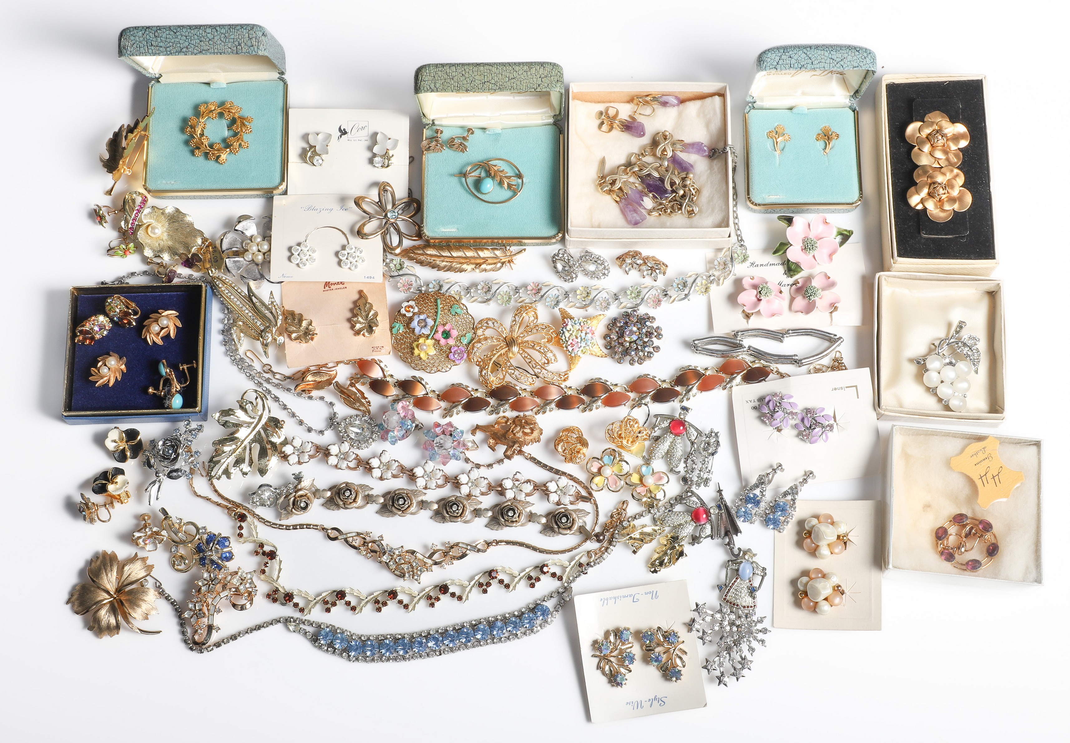 Large costume jewelry group including