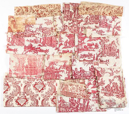 RED AND WHITE TOILE PRINTED FABRIC 30ff40