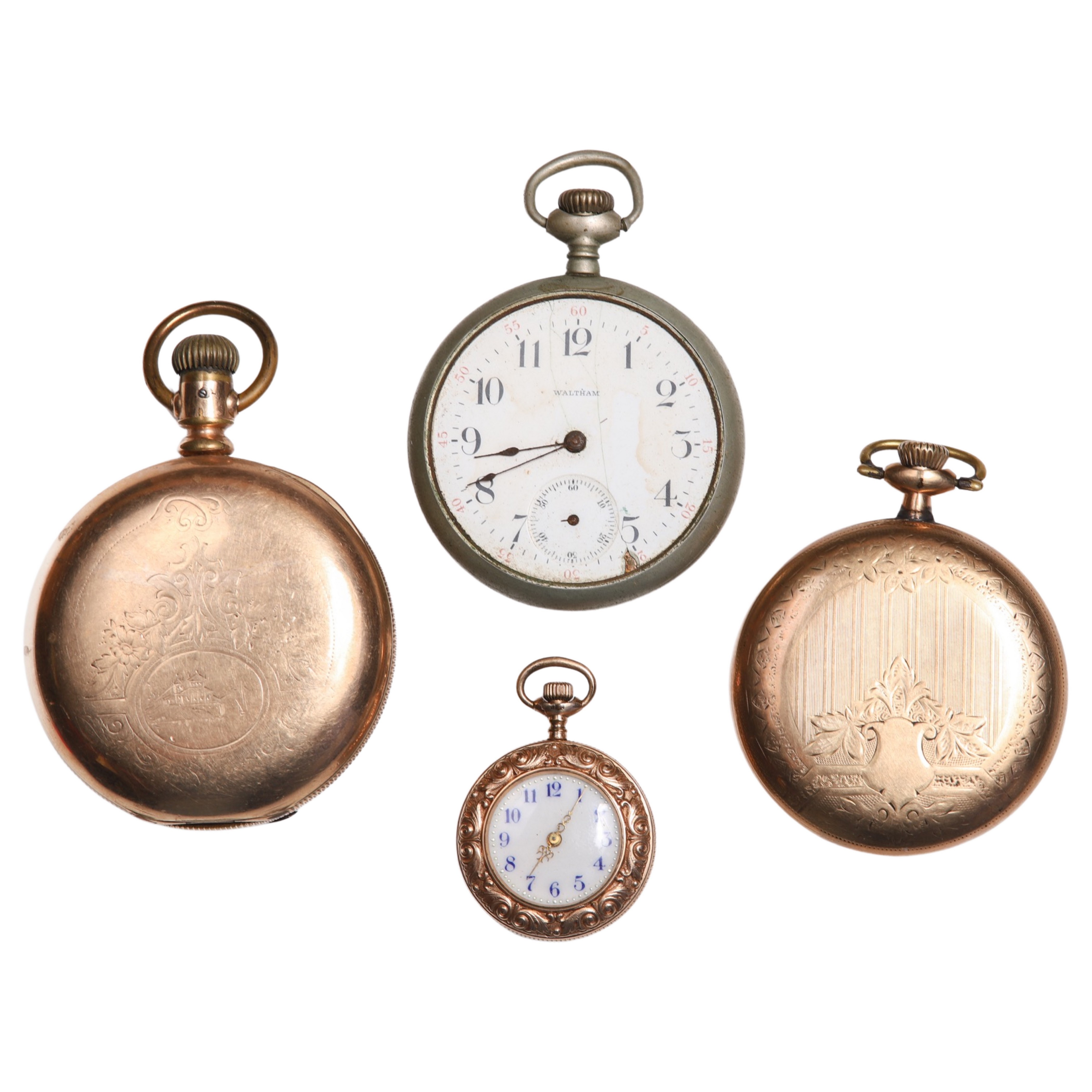 (4) Pocket Watches:  Elgin YGF 18S HC