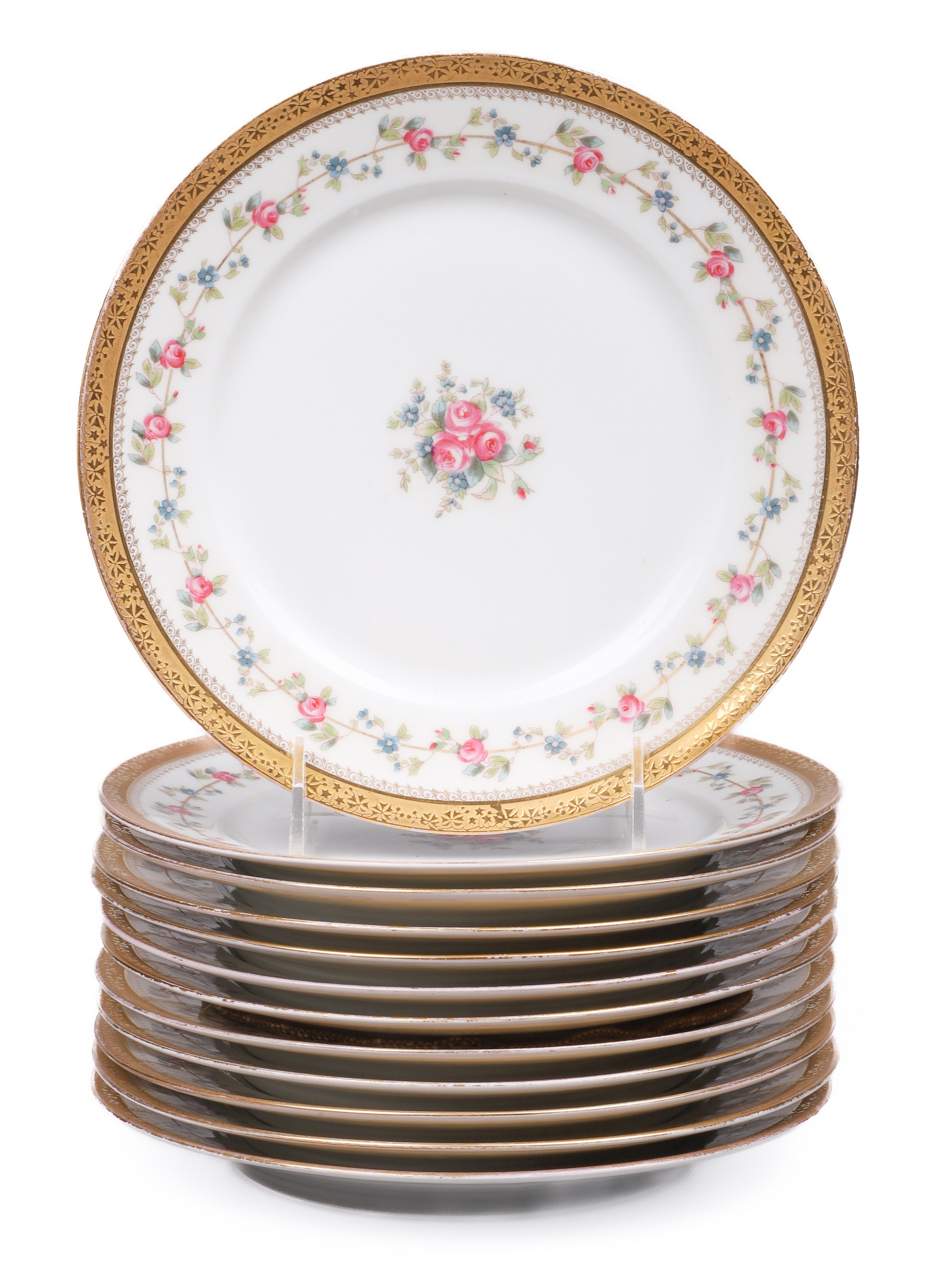  12 Limoges floral luncheon plates  30ff8b