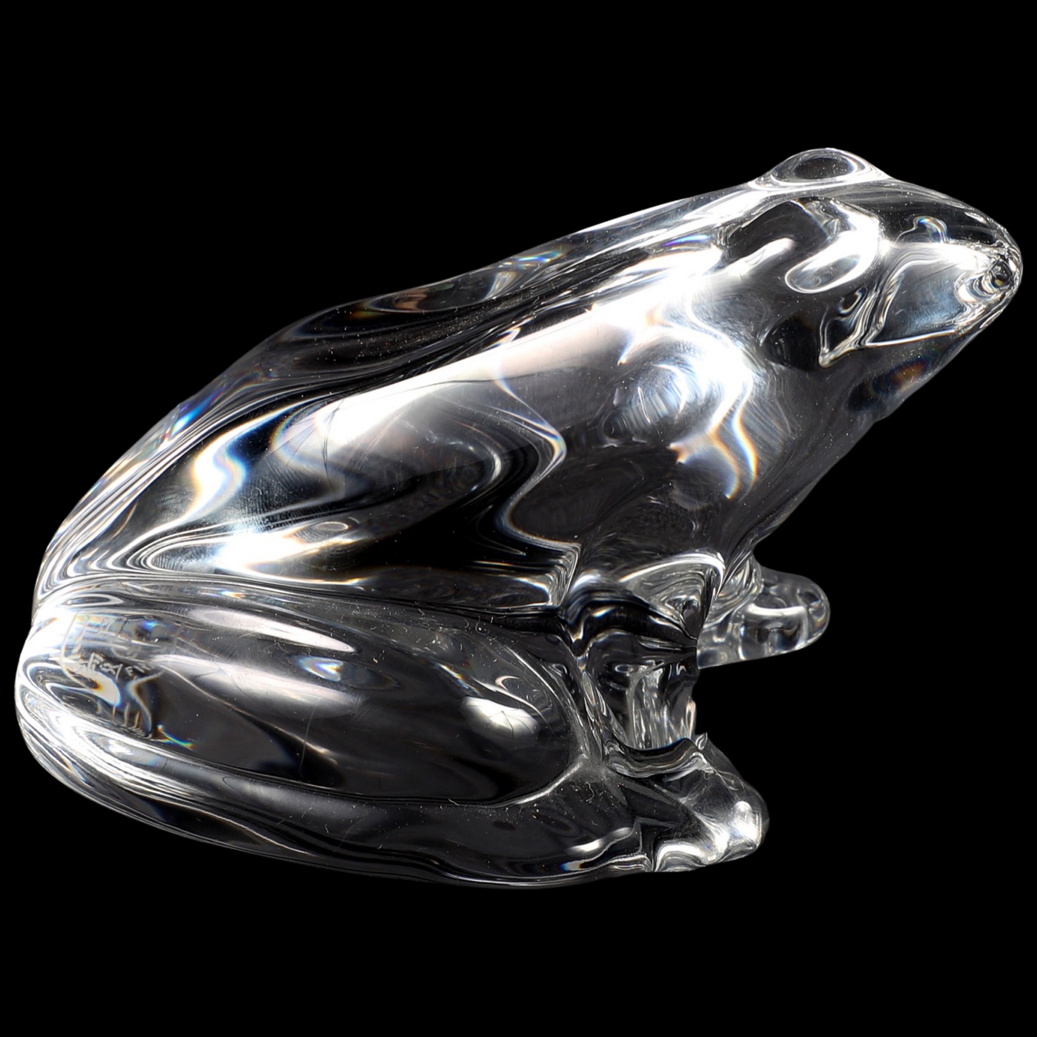 Baccarat frog paperweight, 4-1/2"L,