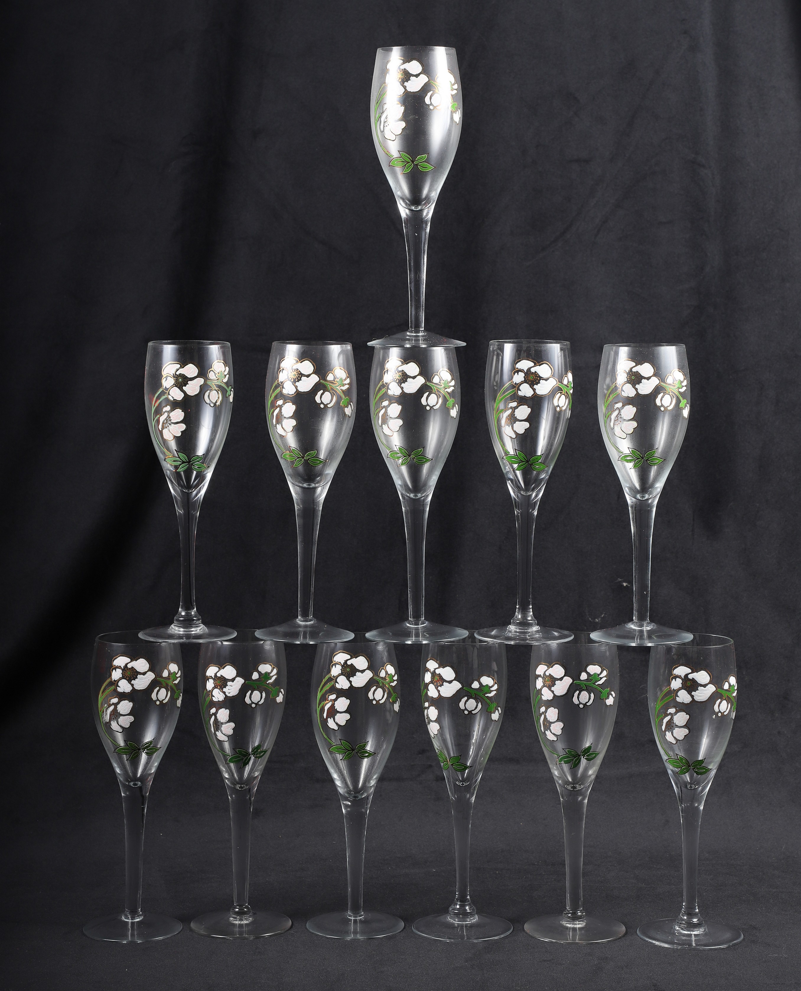  12 Perrier Jouet champagne glasses  30ffbc