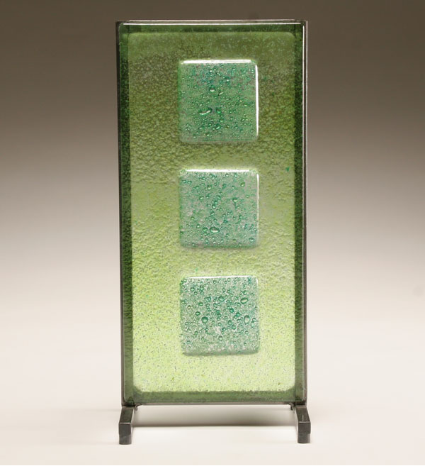 Contemporary green glass plaque 4e660