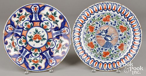TWO POLYCHROME DELFT CHARGERS  30ffdb