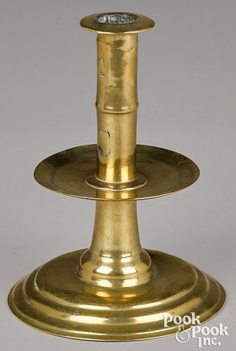 ENGLISH BRASS TRUMPET CANDLESTICK  30ffdc