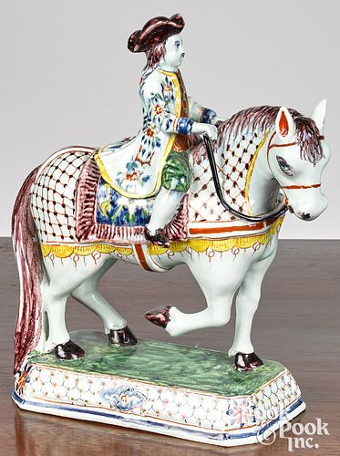 DUTCH POLYCHROME DELFT HORSE AND