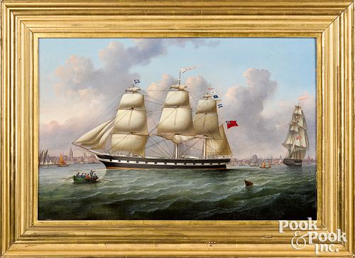 OIL ON CANVAS OF THE BRITISH SHIP