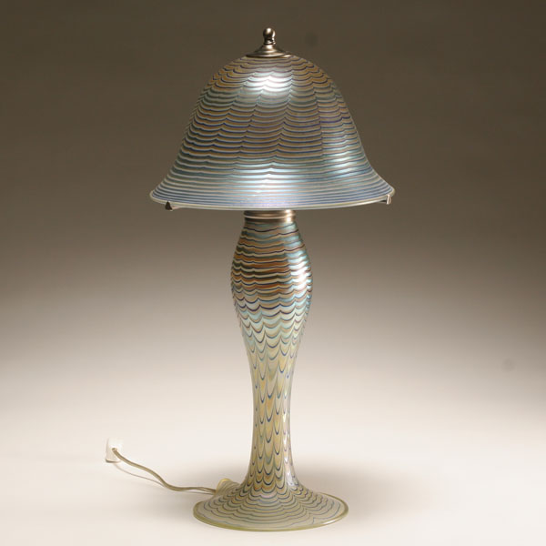 Correia iridescent art glass table lamp,