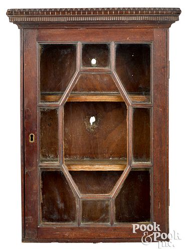 MAHOGANY HANGING CUPBOARD, CA.