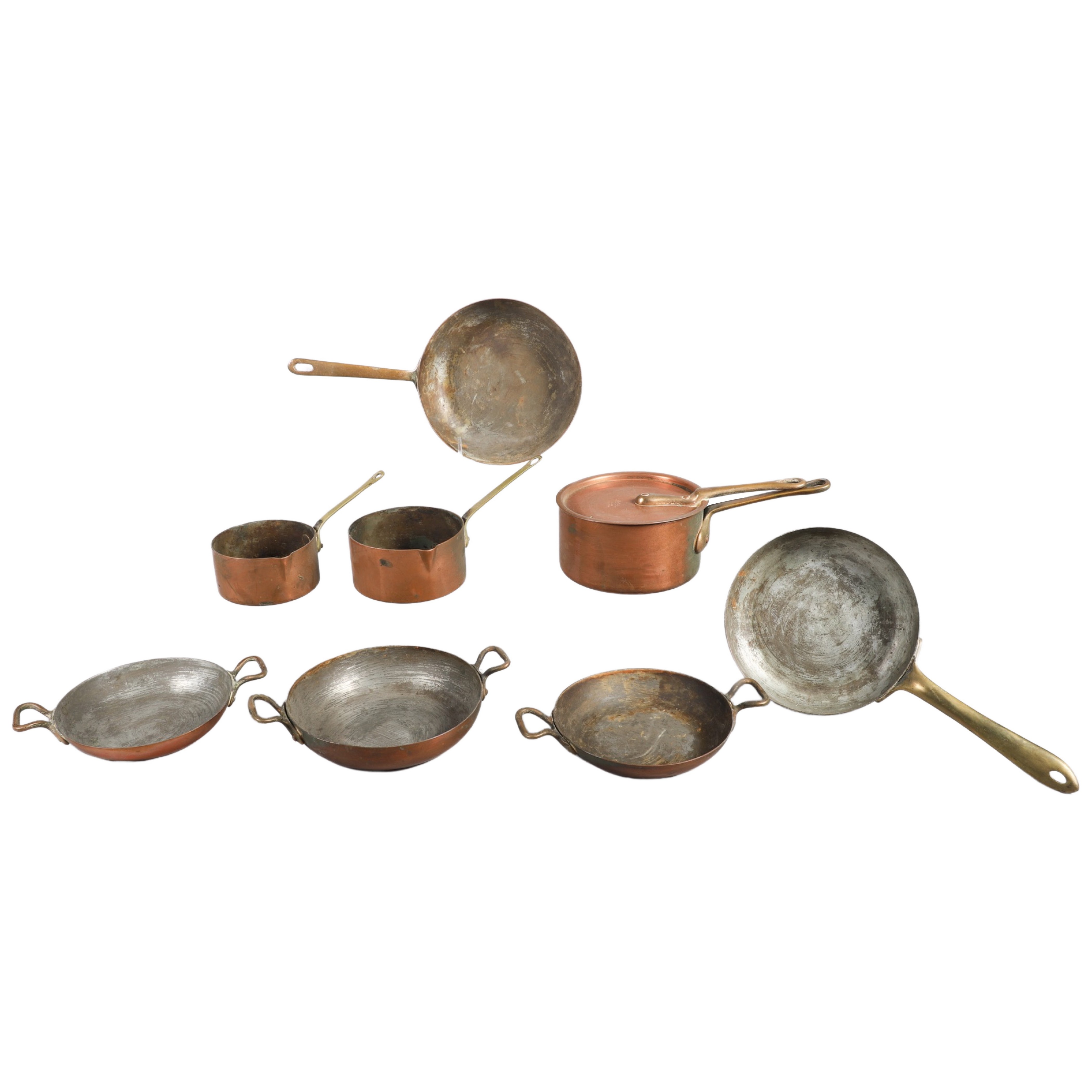  9 Small copper clad cooking implements 310019