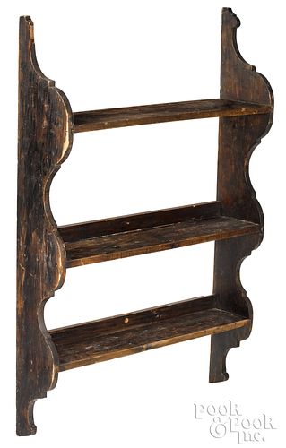STAINED PINE HANGING SHELF 19TH 31003c