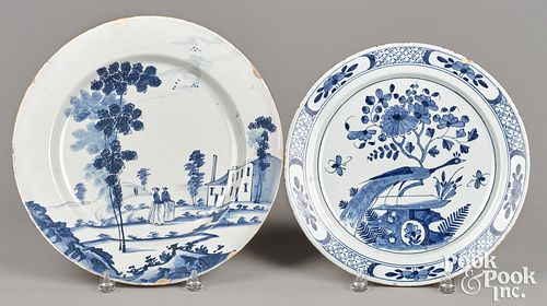 TWO DELFT BLUE AND WHITE CHARGERS  31004d