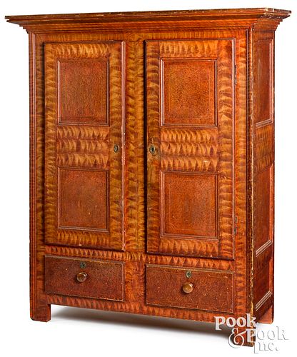 PAINTED PINE CUPBOARD, 19TH C.,