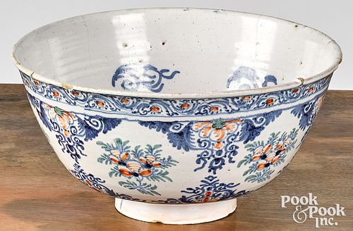 ENGLISH POLYCHROME DELFT PUNCH BOWL,