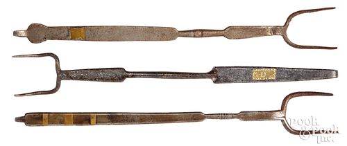 THREE WROUGHT IRON FLESH FORKS  310061