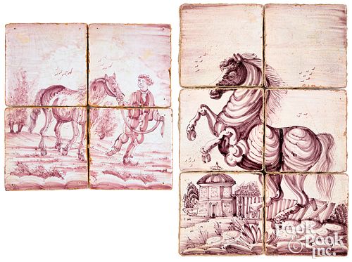 TWO DELFT TILE PLAQUES, 18TH C.Two