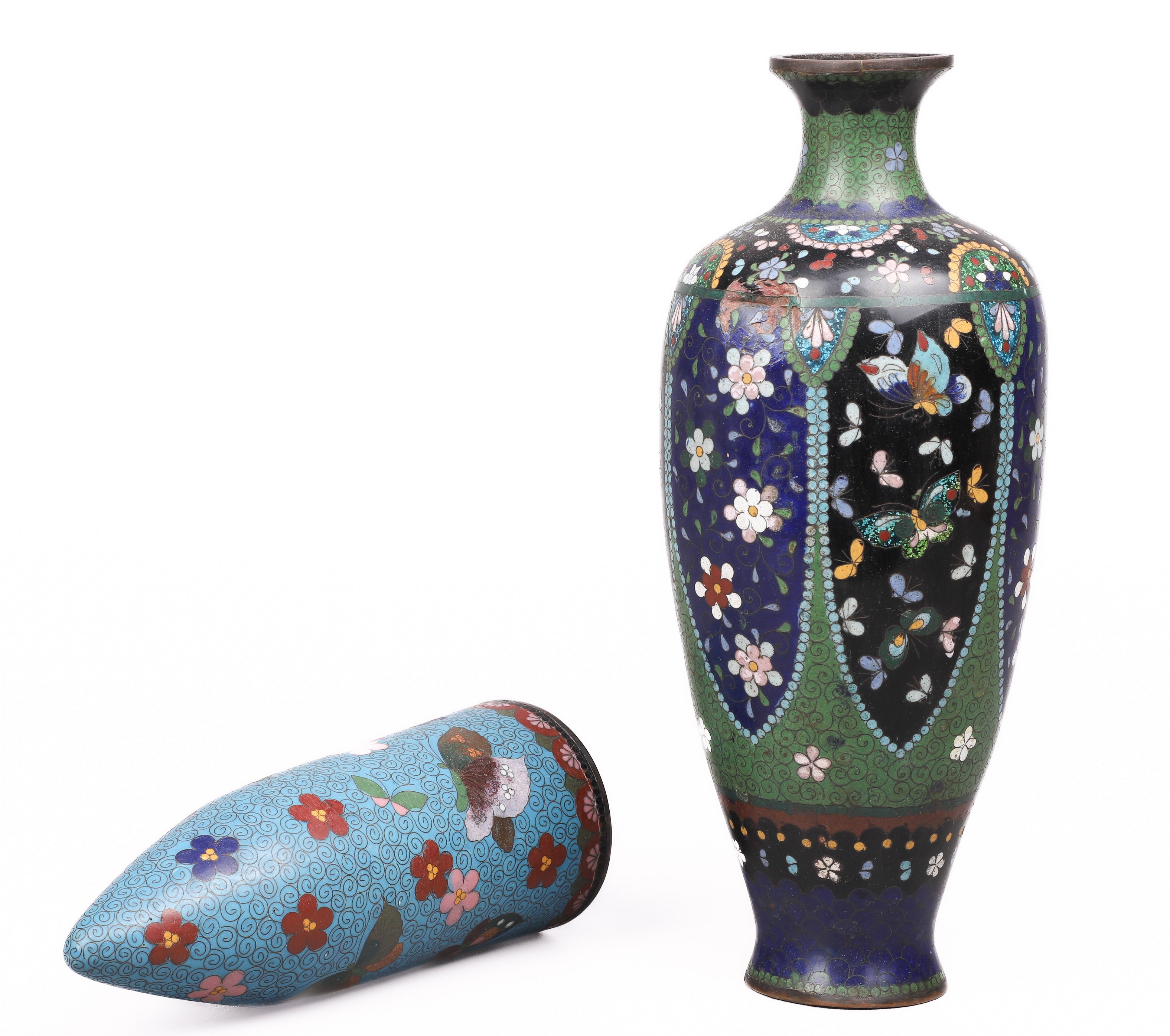 Japanese cloisonne vase and wall