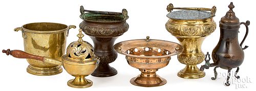 SIX BRASS AND BELL METAL VESSELS  3100a1