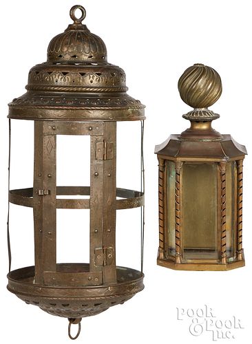 TWO BRASS LANTERNS PROBABLY DUTCH  31009f