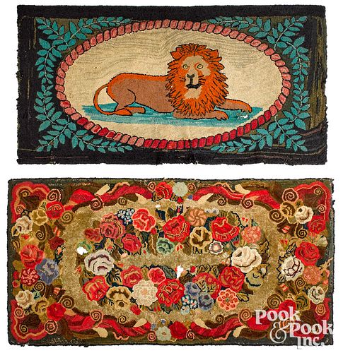 TWO AMERICAN HOOKED RUGS CA 1900Two 3100ae