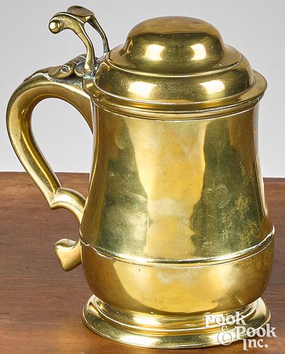 ENGLISH BRASS SILVER FORM TANKARD  3100b3