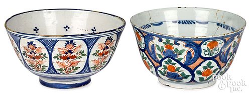 TWO POLYCHROME DELFT PUNCH BOWLS,