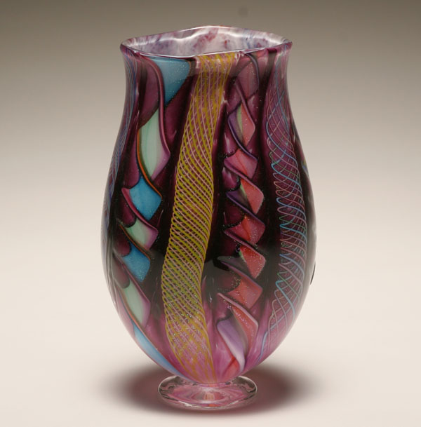 James Alloway studio glass footed