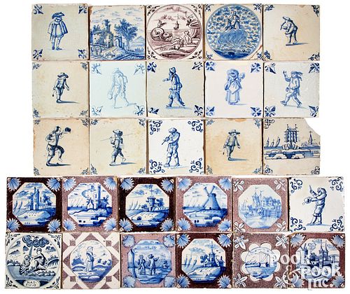 TWENTY-SEVEN DELFT TILES, 18TH