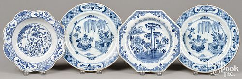 THREE DELFT BLUE AND WHITE PLATES