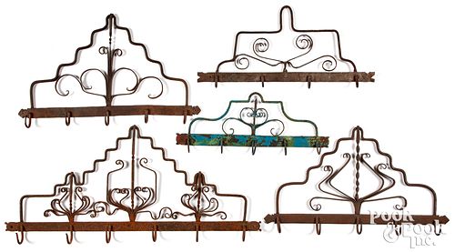 FIVE WROUGHT IRON UTENSIL RACKS  3100e8