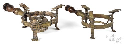 TWO BRASS BRASIERS, 18TH C.Two brass