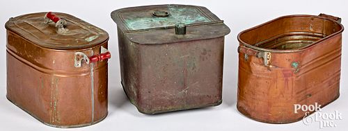 THREE COPPER TUBS, 19TH C.Three