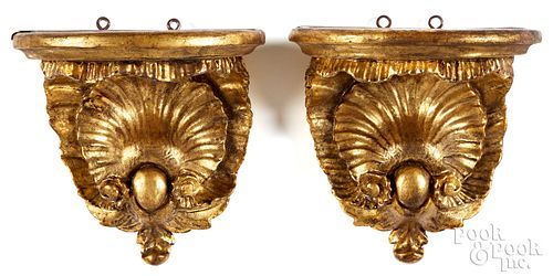 PAIR OF GILTWOOD WALL BRACKETS,