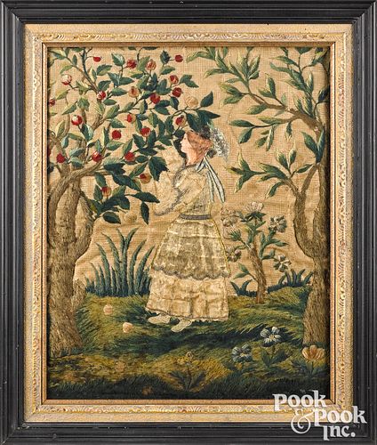 WOOL EMBROIDERY 19TH C Wool embroidery  31014d