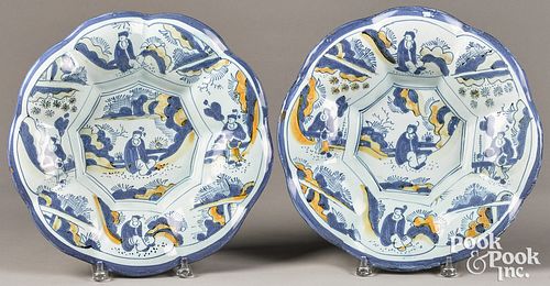 PAIR OF DELFT LOBED CHARGERS, 18TH