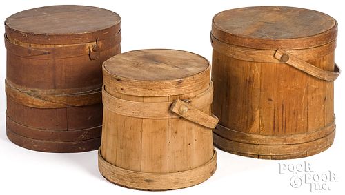 THREE LARGE PINE AND OAK FIRKINS  310173