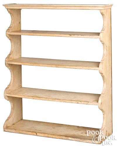 PAINTED PINE HANGING SHELF, 19TH