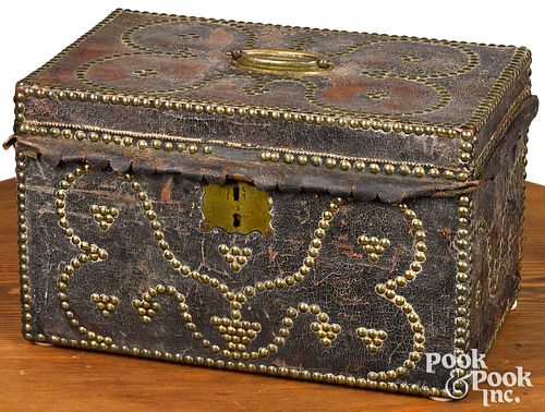 LEATHER COVERED LOCK BOX LATE 3101ba