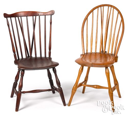 TWO BRACEBACK WINDSOR CHAIRS, EARLY