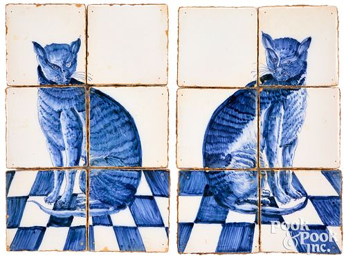 PAIR OF DELFT SIX TILE PLAQUES 3101e2