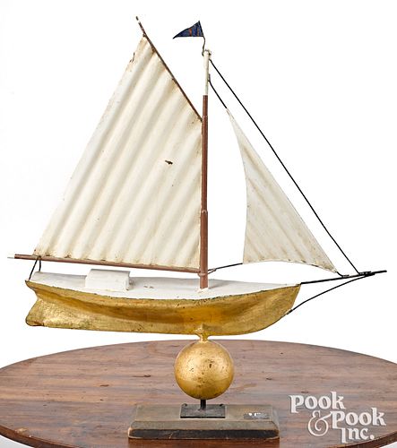 COPPER SAILBOAT WEATHERVANE, EARLY