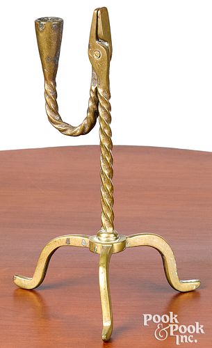 ENGLISH BRASS RUSHLIGHT HOLDER  3101f1