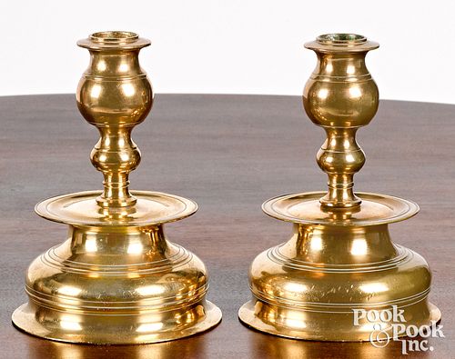 PAIR OF SWEDISH BRASS BELL BASE