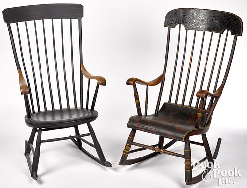 TWO NEW ENGLAND PAINTED ROCKING CHAIRS,