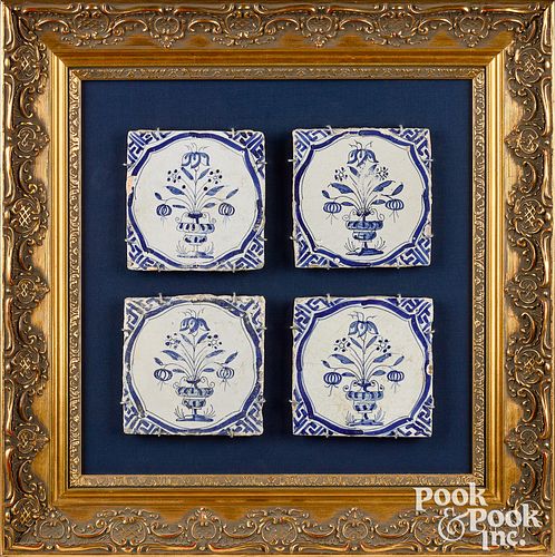 TWO FRAMED GROUPS OF BLUE AND WHITE