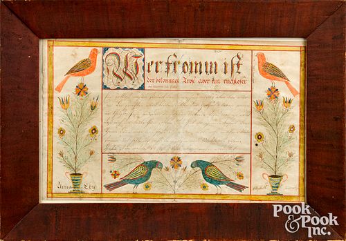 PENNSYLVANIA WATERCOLOR FRAKTUR 3102d3